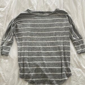 Market and Spruce size small.  Black and white stripes.